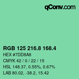 カラーコード: RGB 125 216.8 168.4 | qconv.com