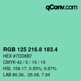 カラーコード: RGB 125 216.8 183.4 | qconv.com
