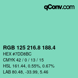 カラーコード: RGB 125 216.8 188.4 | qconv.com