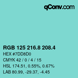 カラーコード: RGB 125 216.8 208.4 | qconv.com
