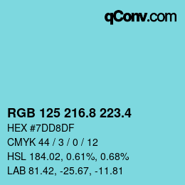 カラーコード: RGB 125 216.8 223.4 | qconv.com