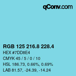 カラーコード: RGB 125 216.8 228.4 | qconv.com