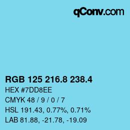 カラーコード: RGB 125 216.8 238.4 | qconv.com