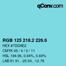 カラーコード: RGB 125 218.2 226.6 | qconv.com