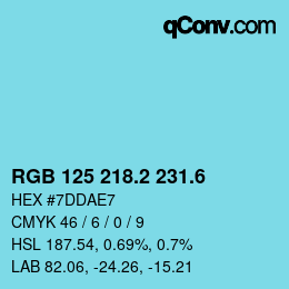 カラーコード: RGB 125 218.2 231.6 | qconv.com