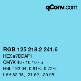 カラーコード: RGB 125 218.2 241.6 | qconv.com