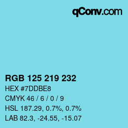 颜色代码: RGB 125 219 232 | qconv.com