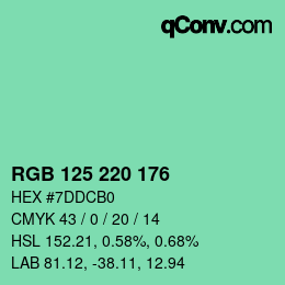 Color code: RGB 125 220 176 | qconv.com