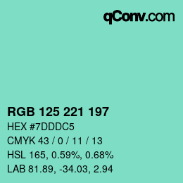 Color code: RGB 125 221 197 | qconv.com