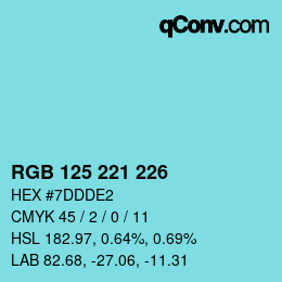 Color code: RGB 125 221 226 | qconv.com