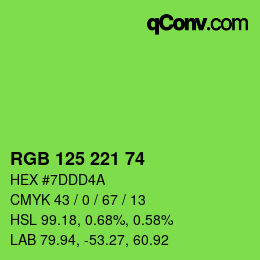 Color code: RGB 125 221 74 | qconv.com