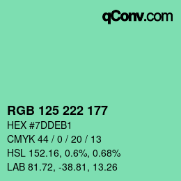 Color code: RGB 125 222 177 | qconv.com