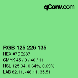Color code: RGB 125 226 135 | qconv.com