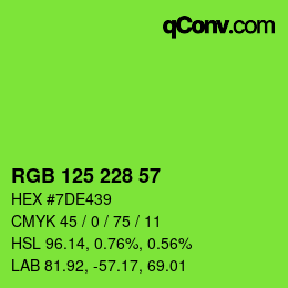 Color code: RGB 125 228 57 | qconv.com