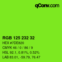 Color code: RGB 125 232 32 | qconv.com