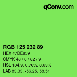 Color code: RGB 125 232 89 | qconv.com