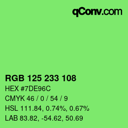 カラーコード: RGB 125 233 108 | qconv.com