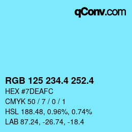 カラーコード: RGB 125 234.4 252.4 | qconv.com