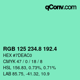 カラーコード: RGB 125 234.8 192.4 | qconv.com