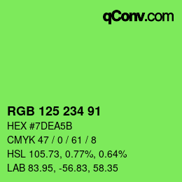 Color code: RGB 125 234 91 | qconv.com