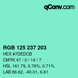 颜色代码: RGB 125 237 203 | qconv.com