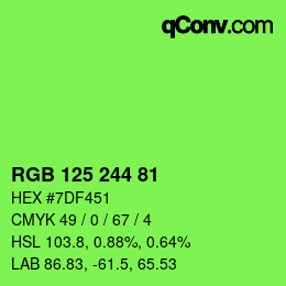 Color code: RGB 125 244 81 | qconv.com