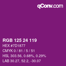 カラーコード: RGB 125 24 119 | qconv.com