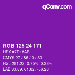 カラーコード: RGB 125 24 171 | qconv.com