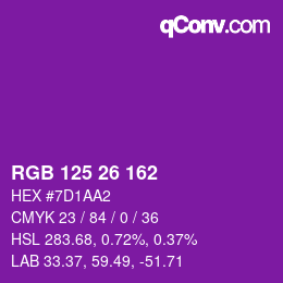 カラーコード: RGB 125 26 162 | qconv.com