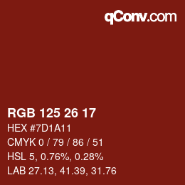 Color code: RGB 125 26 17 | qconv.com