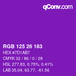 颜色代码: RGB 125 26 183 | qconv.com