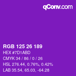 カラーコード: RGB 125 26 189 | qconv.com