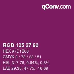 Código de color: RGB 125 27 96 | qconv.com