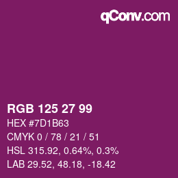 Color code: RGB 125 27 99 | qconv.com