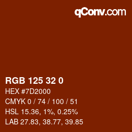 Color code: RGB 125 32 0 | qconv.com