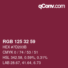 Color code: RGB 125 32 59 | qconv.com