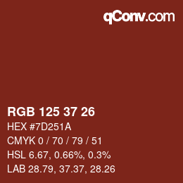 Color code: RGB 125 37 26 | qconv.com