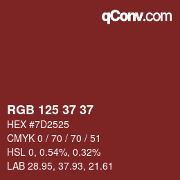 Color code: RGB 125 37 37 | qconv.com