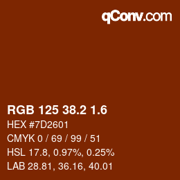 カラーコード: RGB 125 38.2 1.6 | qconv.com