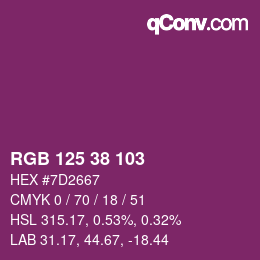 Color code: RGB 125 38 103 | qconv.com