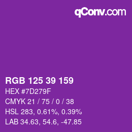 Color code: RGB 125 39 159 | qconv.com