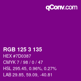 颜色代码: RGB 125 3 135 | qconv.com