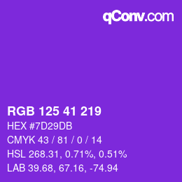 颜色代码: RGB 125 41 219 | qconv.com