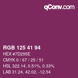 Color code: RGB 125 41 94 | qconv.com