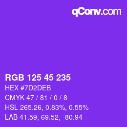 Color code: RGB 125 45 235 | qconv.com