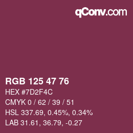 カラーコード: RGB 125 47 76 | qconv.com