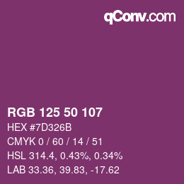 カラーコード: RGB 125 50 107 | qconv.com