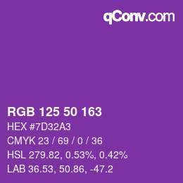カラーコード: RGB 125 50 163 | qconv.com