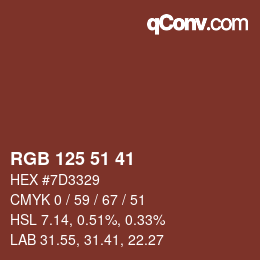 Color code: RGB 125 51 41 | qconv.com