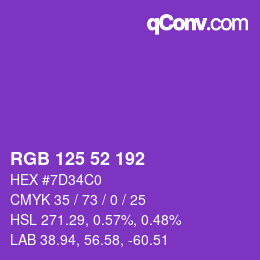 Farbcode: RGB 125 52 192 | qconv.com